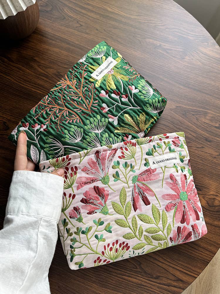 Little Trendy - Wholesale Makeup/Cosmetic Bag - Floral print Textured Cosmetic Bag travel toiletry bag 6