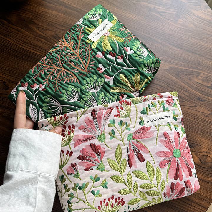 Little Trendy - Wholesale Makeup/Cosmetic Bag - Floral print Textured Cosmetic Bag travel toiletry bag 6