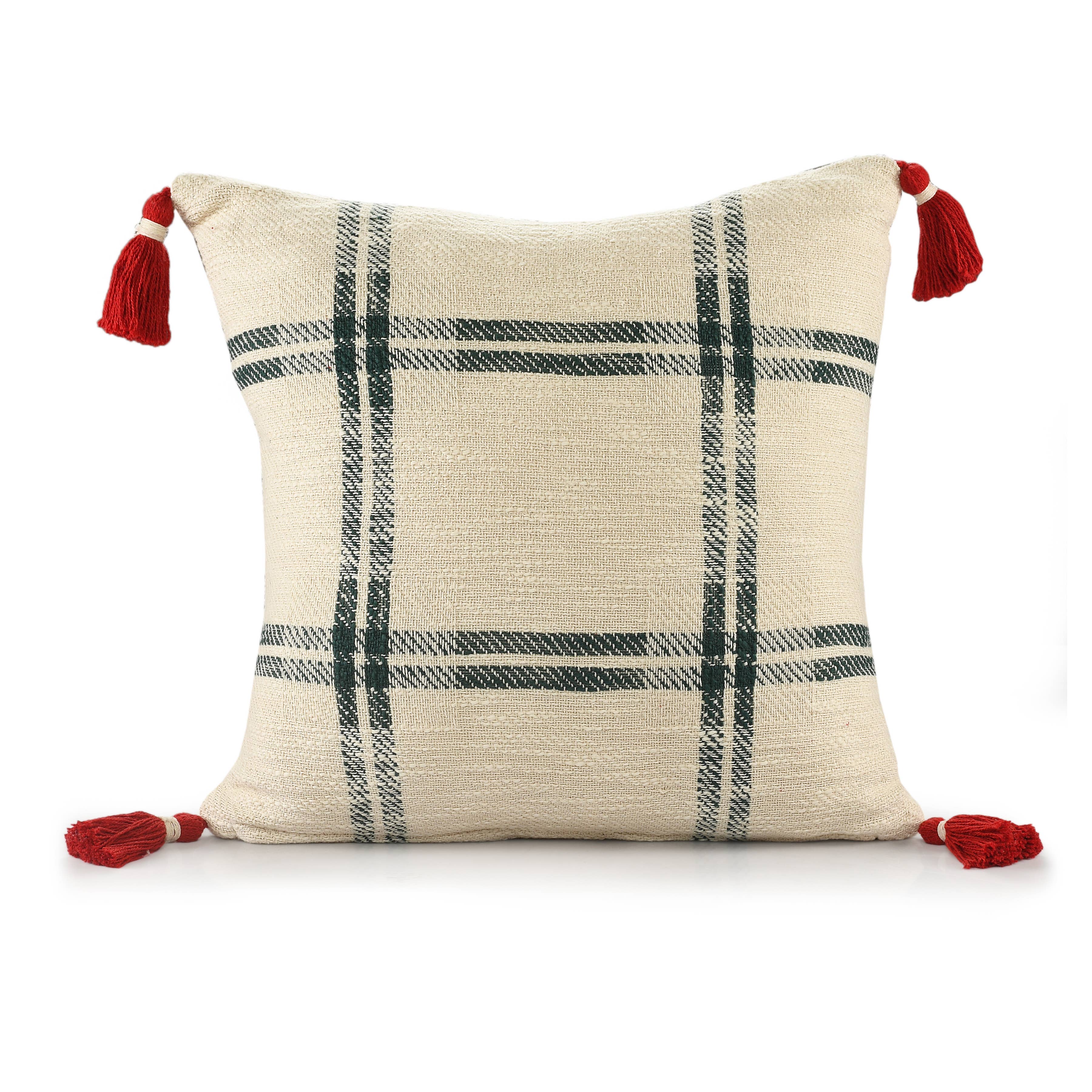 LR Home - Wholesale Throw/Decorative Pillow - Christmas Holiday Plaid Accent Throw Pillow, Red/Green0