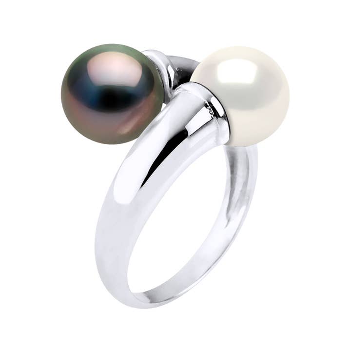 You & Me Genuine Tahitian Cultured Pearls Ring for wholesale by Mitzuko