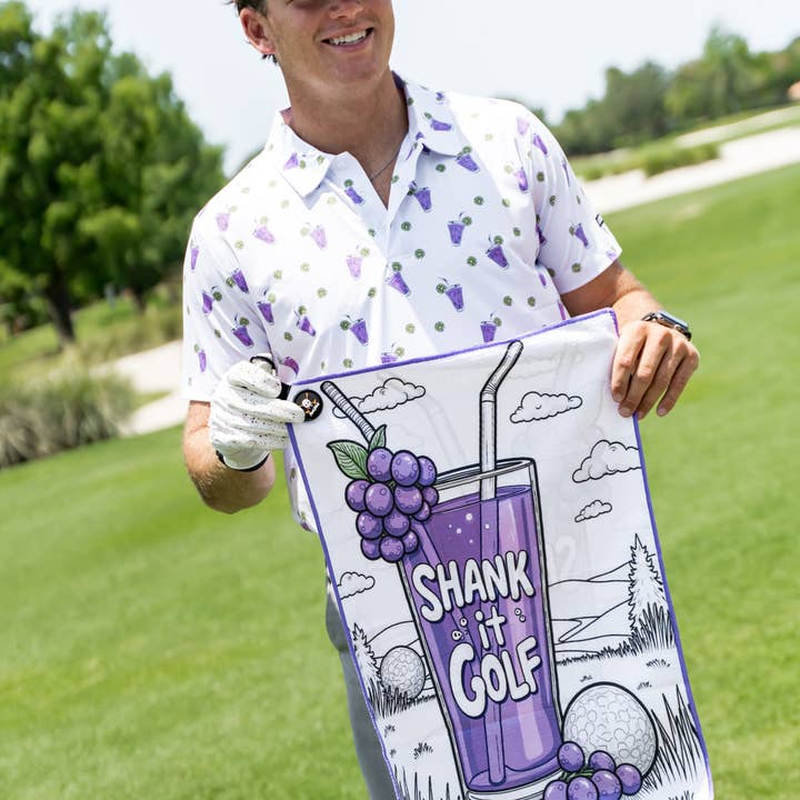 Shank It Golf – Engroshandel Sportshåndklæde – Lilla Drank Håndklæde3