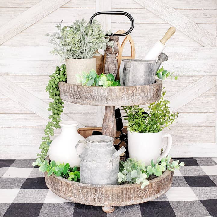 Liz + Ivy - Wholesale Decorative Tray - Simply Blessed Farmhouse Tiered Tray Décor Bundle