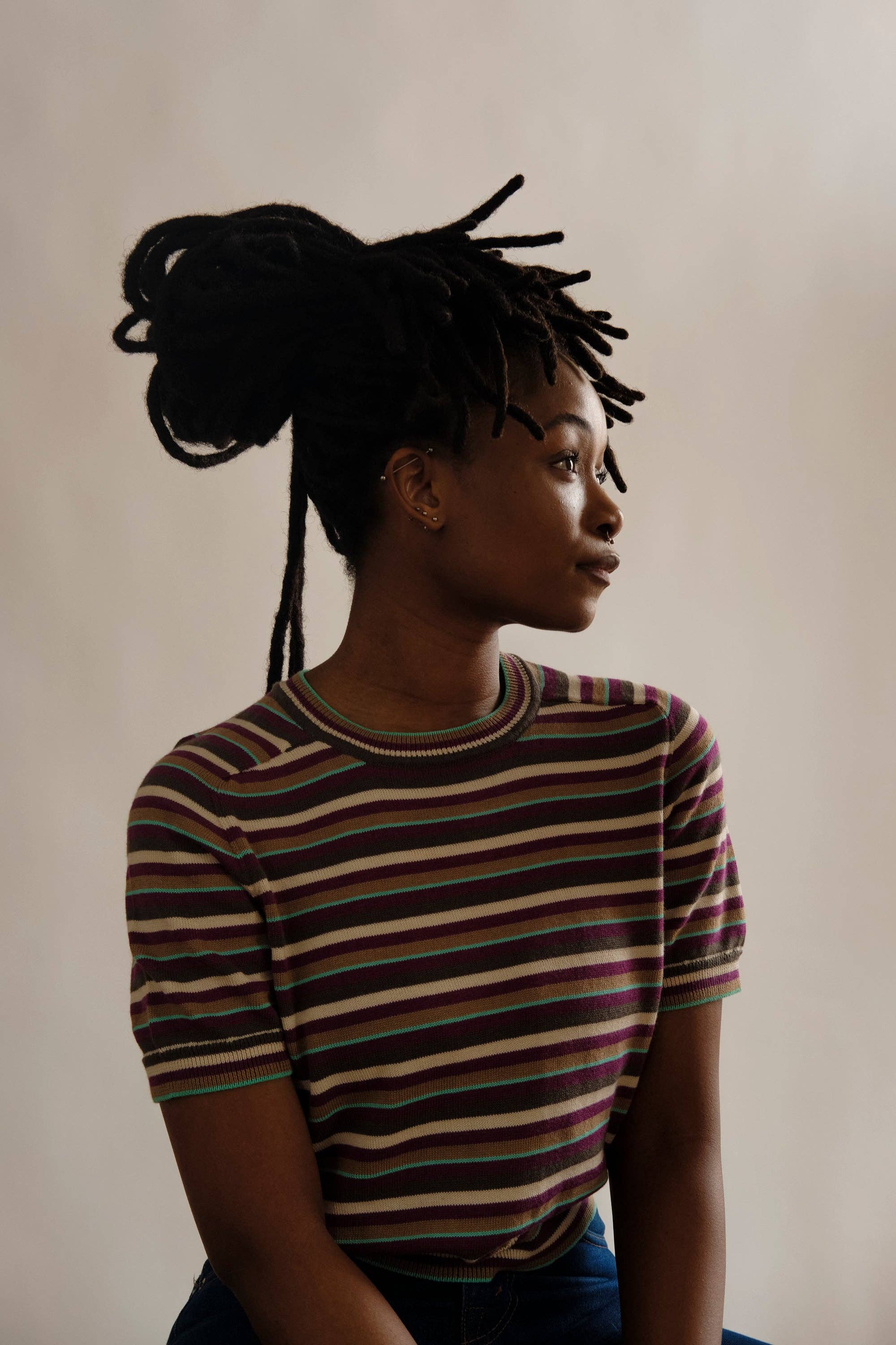 The Endery - Wholesale T-Shirt - Women's - Mini Stripe Ruben Tee - Camu Camu3