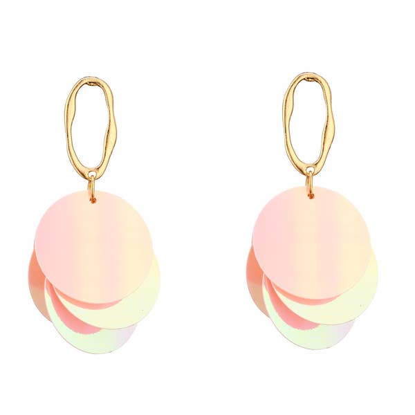 Nima Accessories Inc - Wholesale Dangle Earrings - Ladies Dangling Fashion Sequined Disk Earrings