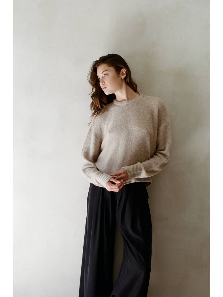 Beige PS1015 | Knit Acrylic Polyester Nylon Wool Spandex Sweater for wholesale on Faire