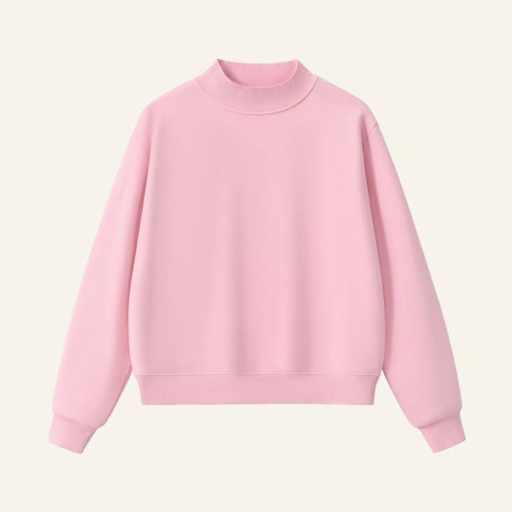 Women's Streetwear Stand-Collar Solid Mock Neck Sweatshirt for wholesale by particleactive