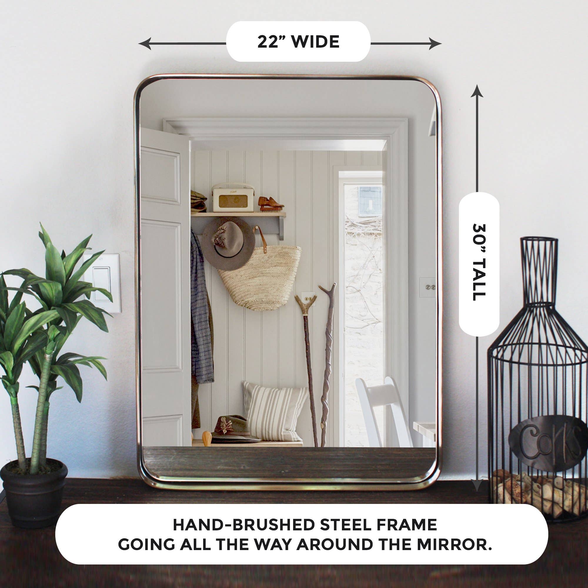 Wall Charmers – Espelho de parede por atacado – Espelho de banheiro dourado, 22 “x30"2