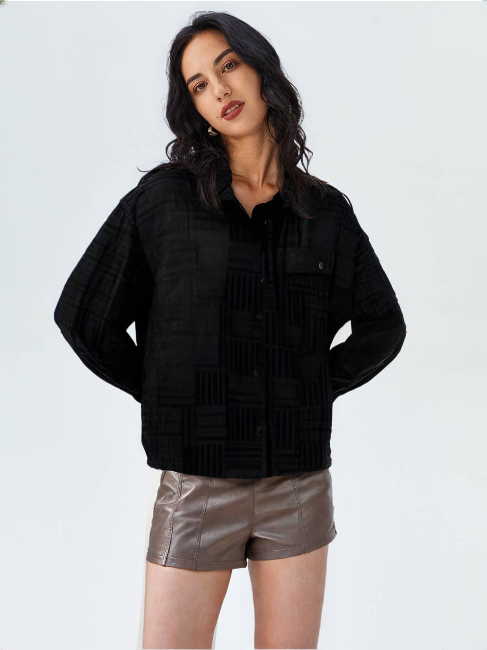 VERY J - Wholesale Shirt Jacket/Shacket - Women's - NJ90131-Embossed Soft Casual Shacket Jacket9