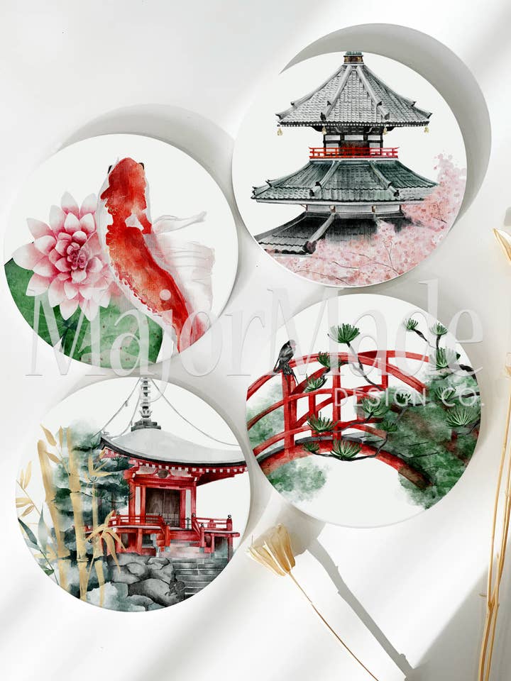 Coaster Set - Japanese Inspired Decor for wholesale by MajorMade Design Co