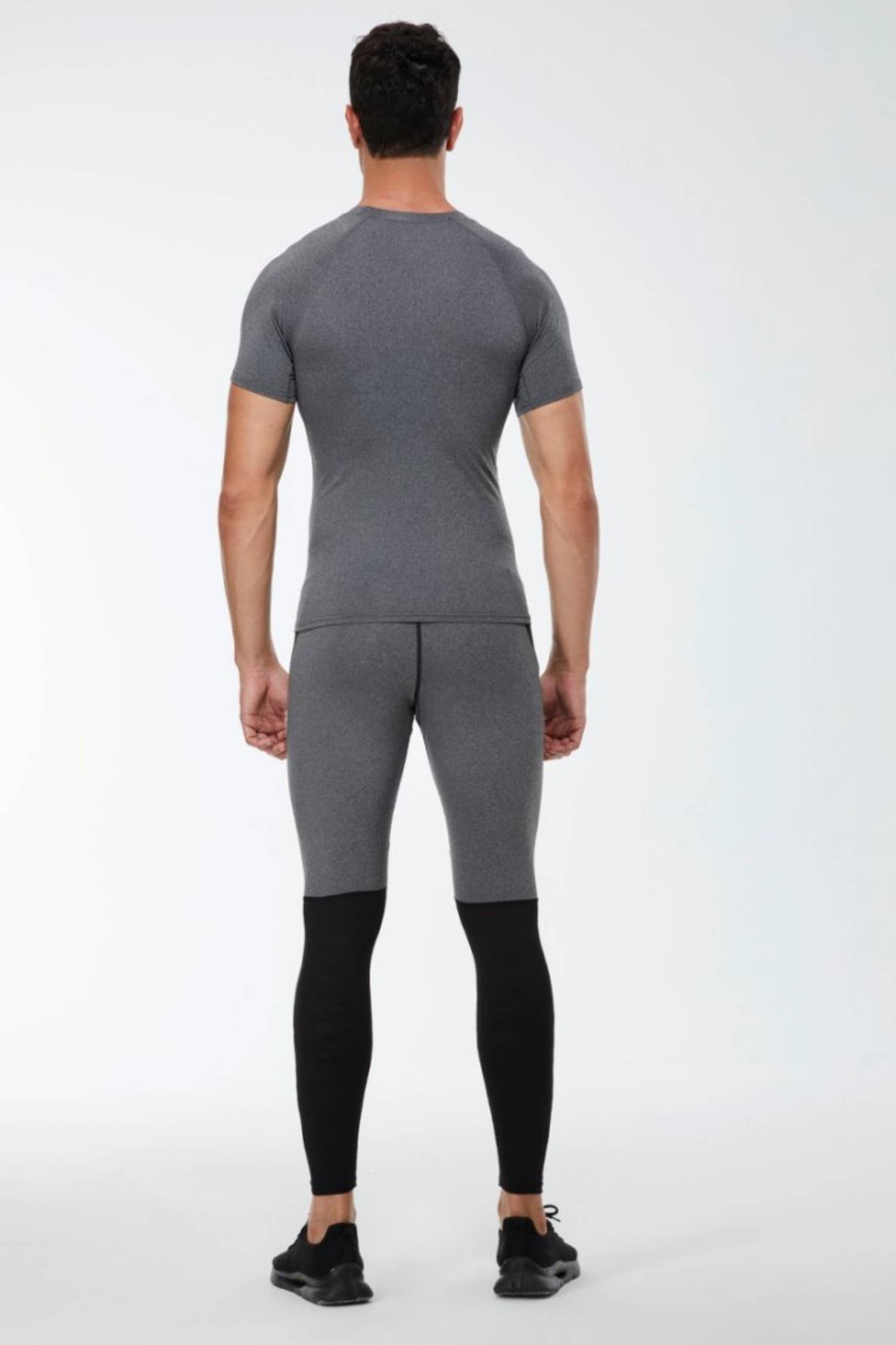Active by Anna-Kaci - Vente Haut de sport – homme - T-shirt à manches courtes de compression en tissu stretch chiné10