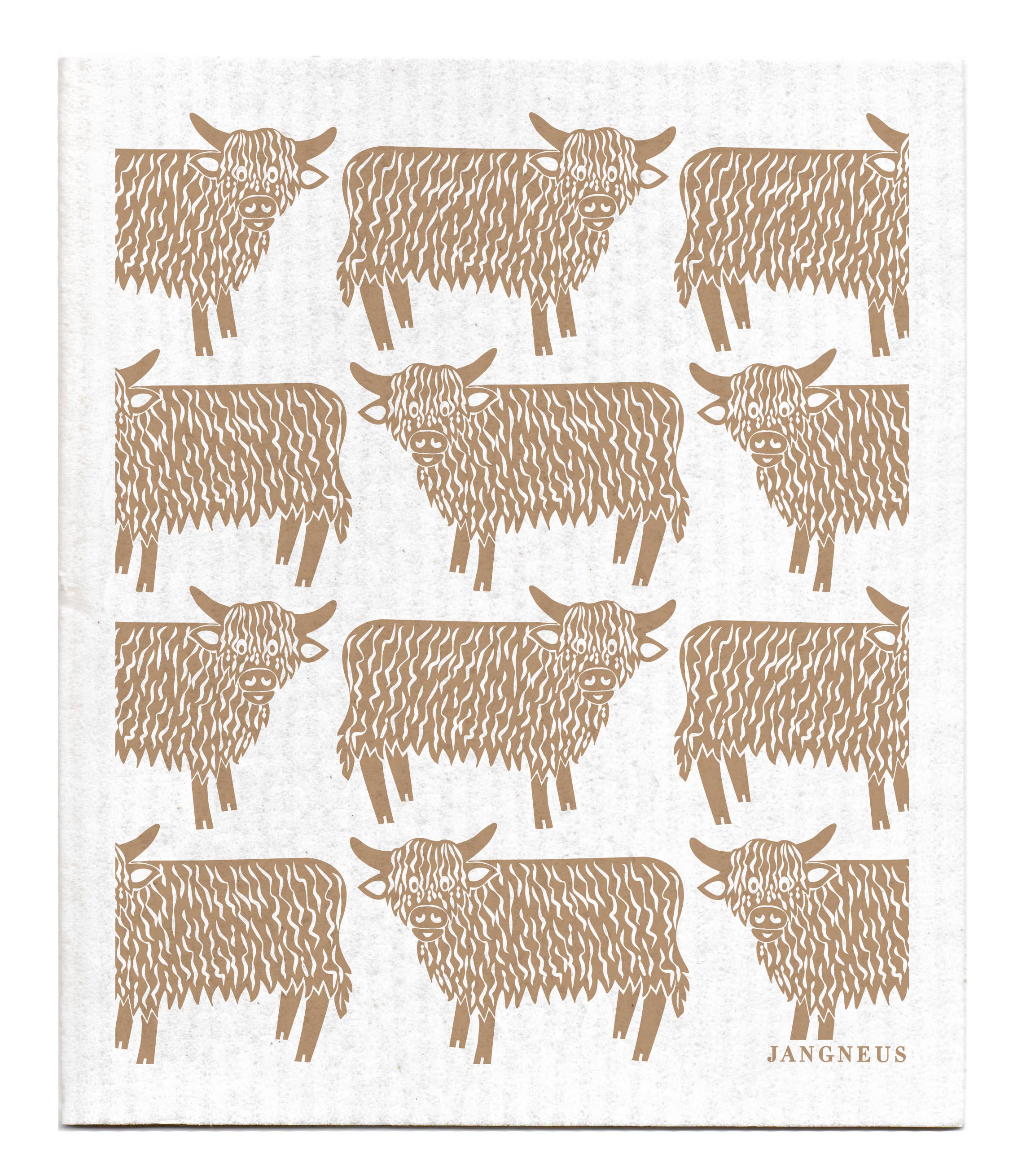 Esthetic Living - Wholesale Dishcloth - Swedish Dishcloth - Highland Cow - Sand