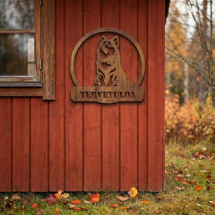 Placa Metálica de Cão da Lapónia Finlandesa por atacado de Teraskyltit.fi