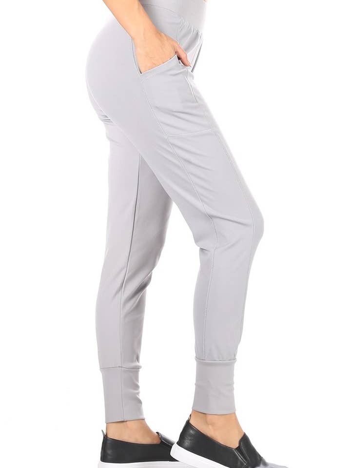 Womens Tricot High Waist Slim Fit Joggers Pants for wholesale by REDFINCH APPAREL INC