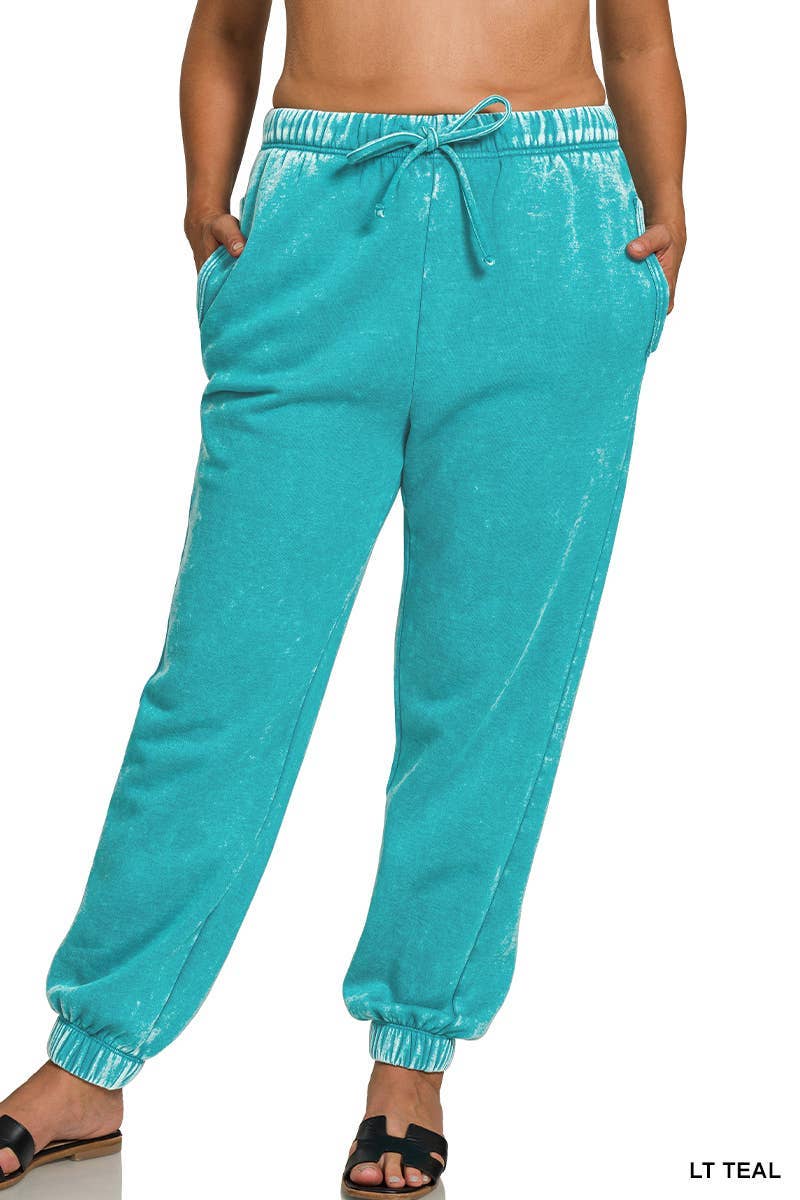 Vanilla Monkey – Engroshandel Loungesweatpants/jogginbukser – til kvinder – Plus Acid Wash Fleece joggingbukser med lommer3
