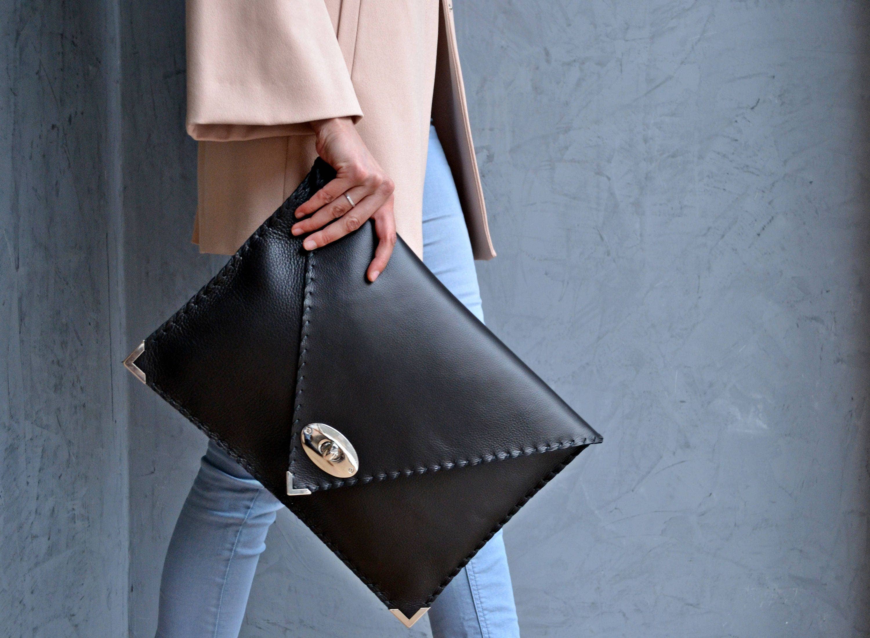 ANA KOUTSI - Wholesale Clutch Bag - Women's - Symmetria black leather clutch bag3