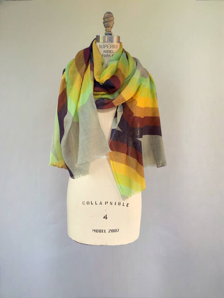 Rainbow Wool Gauze Scarf (Saturn) for wholesale by Language of the Birds