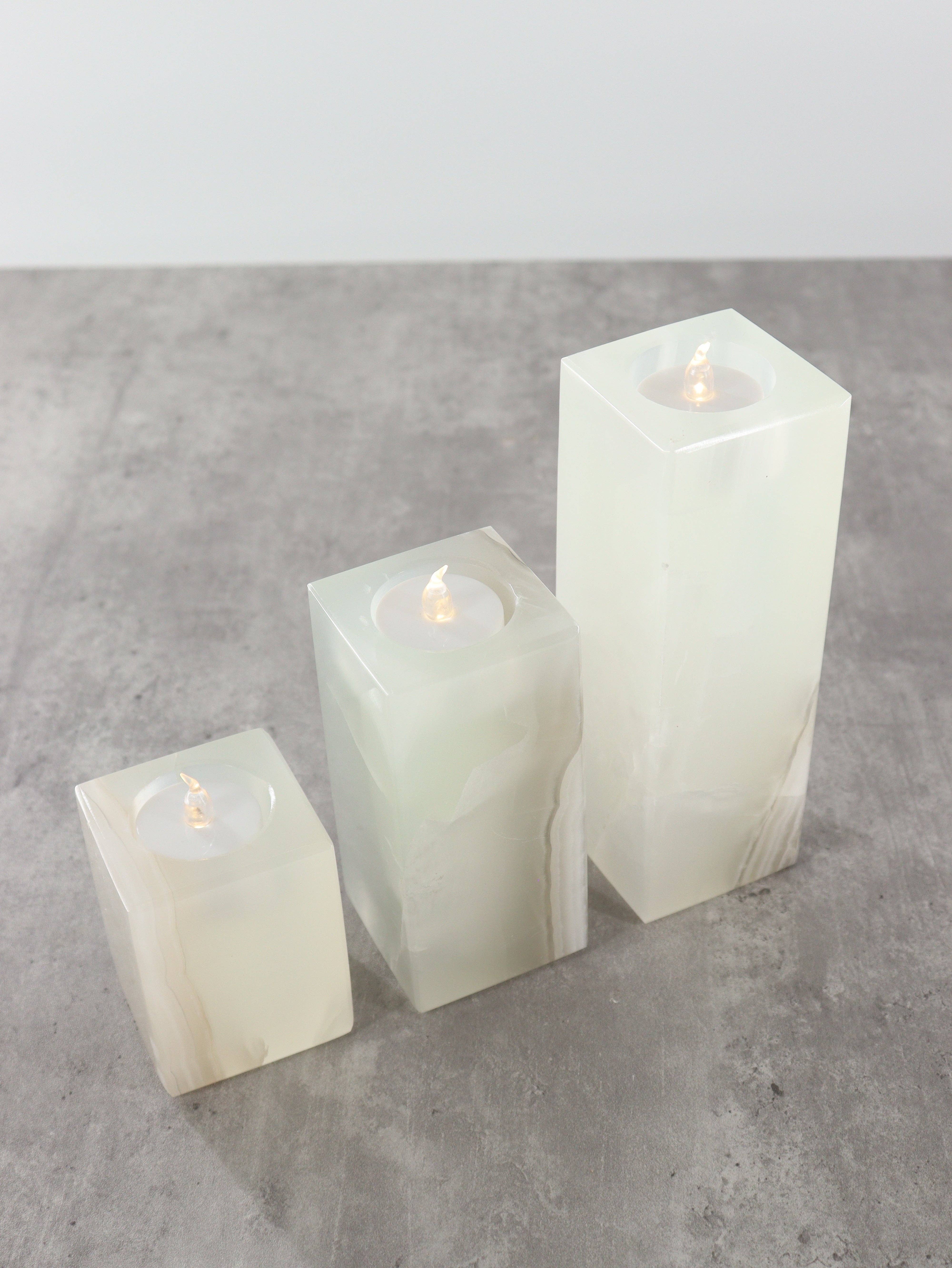 Mi Esperanza Minerals - Wholesale Candle Holder - White Onyx Candle Holders Set of 31