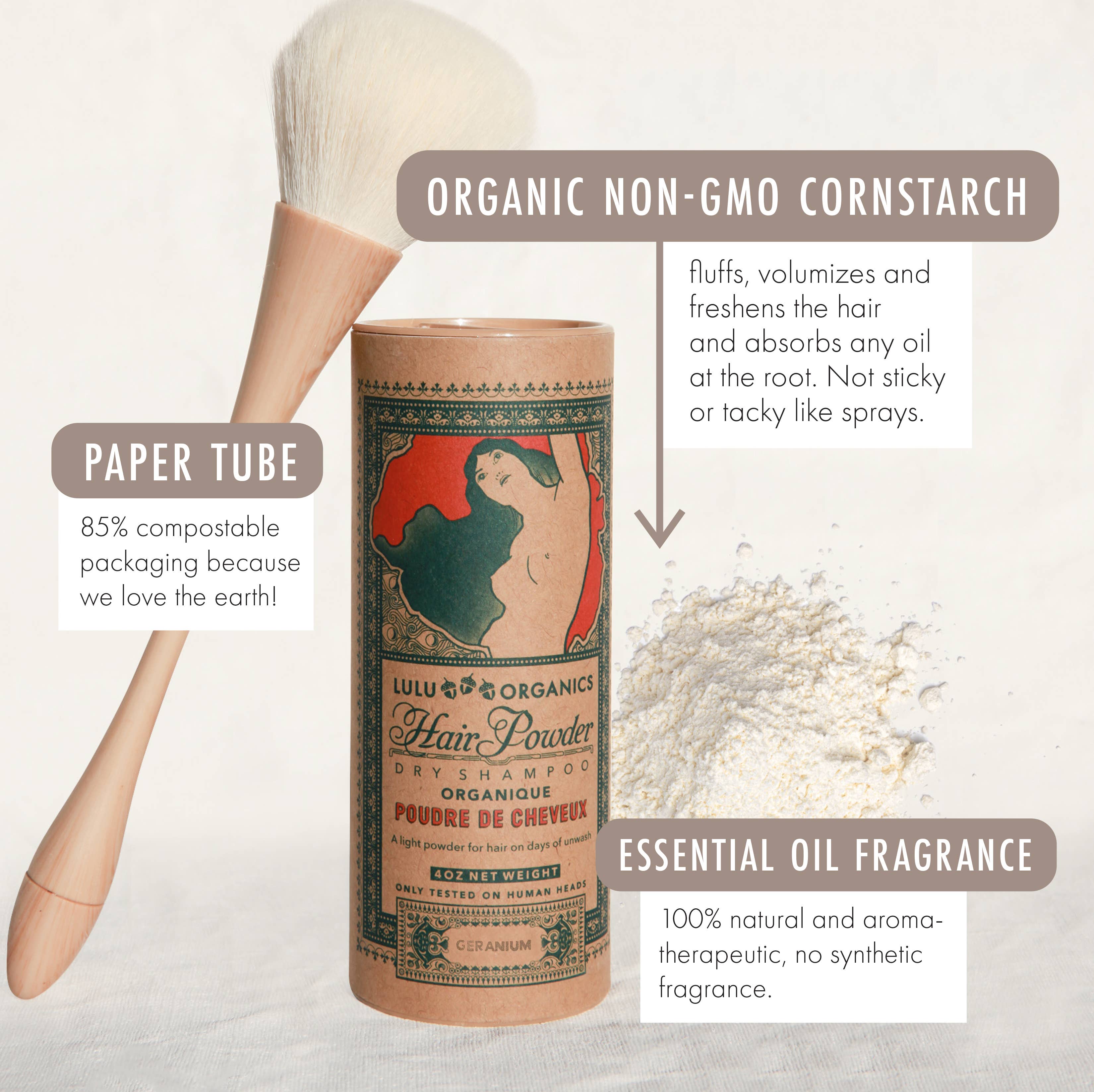 LULU ORGANICS - Wholesale Dry Shampoo - Geranium Hair Powder Shampoo 4oz1