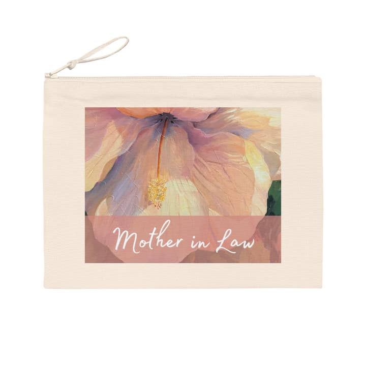 Pochette Éco-Responsable 'Belle-Mère' I Collection Mariage I avec Œuvre Originale 'Hibiscus' de l'Artiste Américaine Barbara Cleary pour la vente par Barbara Cleary Designs