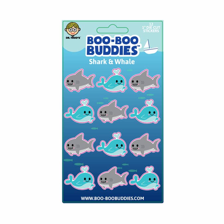 Hoja de pegatinas de tiburón y ballena Boo Boo Buddies® – Coleccionable para venta al por mayor de Boo Boo Buddies