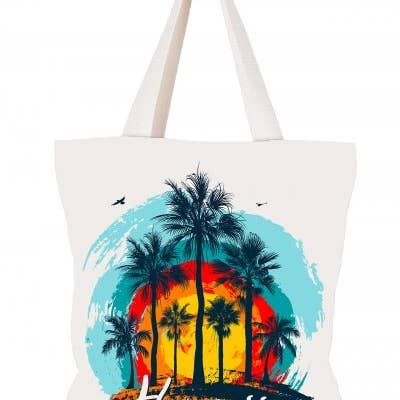 BORSA A TRACOLLA «HAWAII» IN COTONE CON PALME per la vendita all'ingrosso da parte di Bean & Vanilla