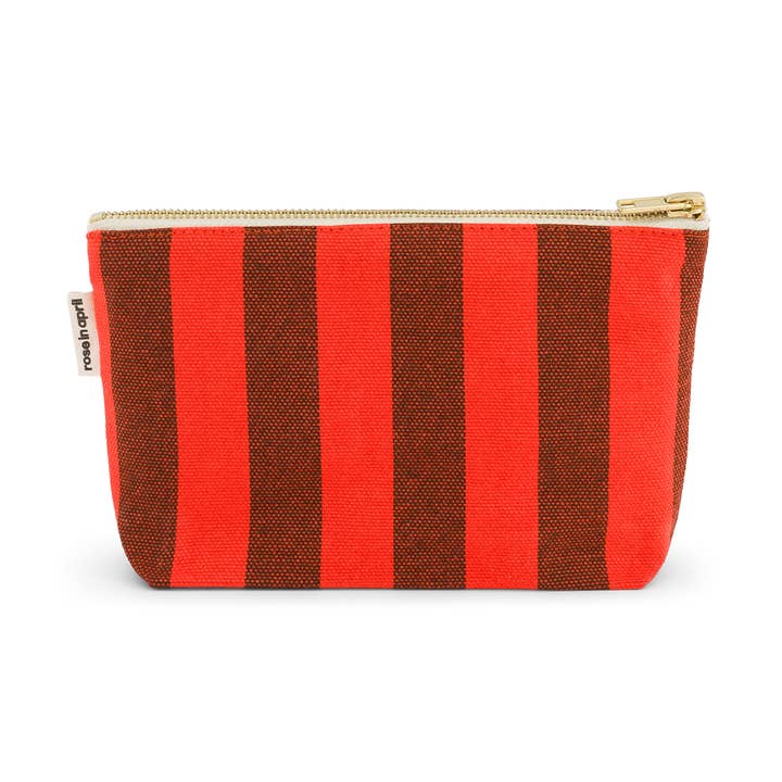 POUCH SOFIA STRIPES BROWN / TOMATO for wholesale by Rose in April
