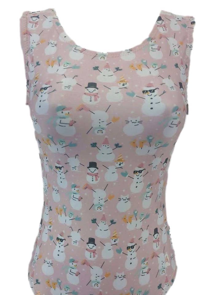 Rosa Wende-Schneemänner Wintertrikot für Mädchen für den Großhandel von Foxy's Leotards