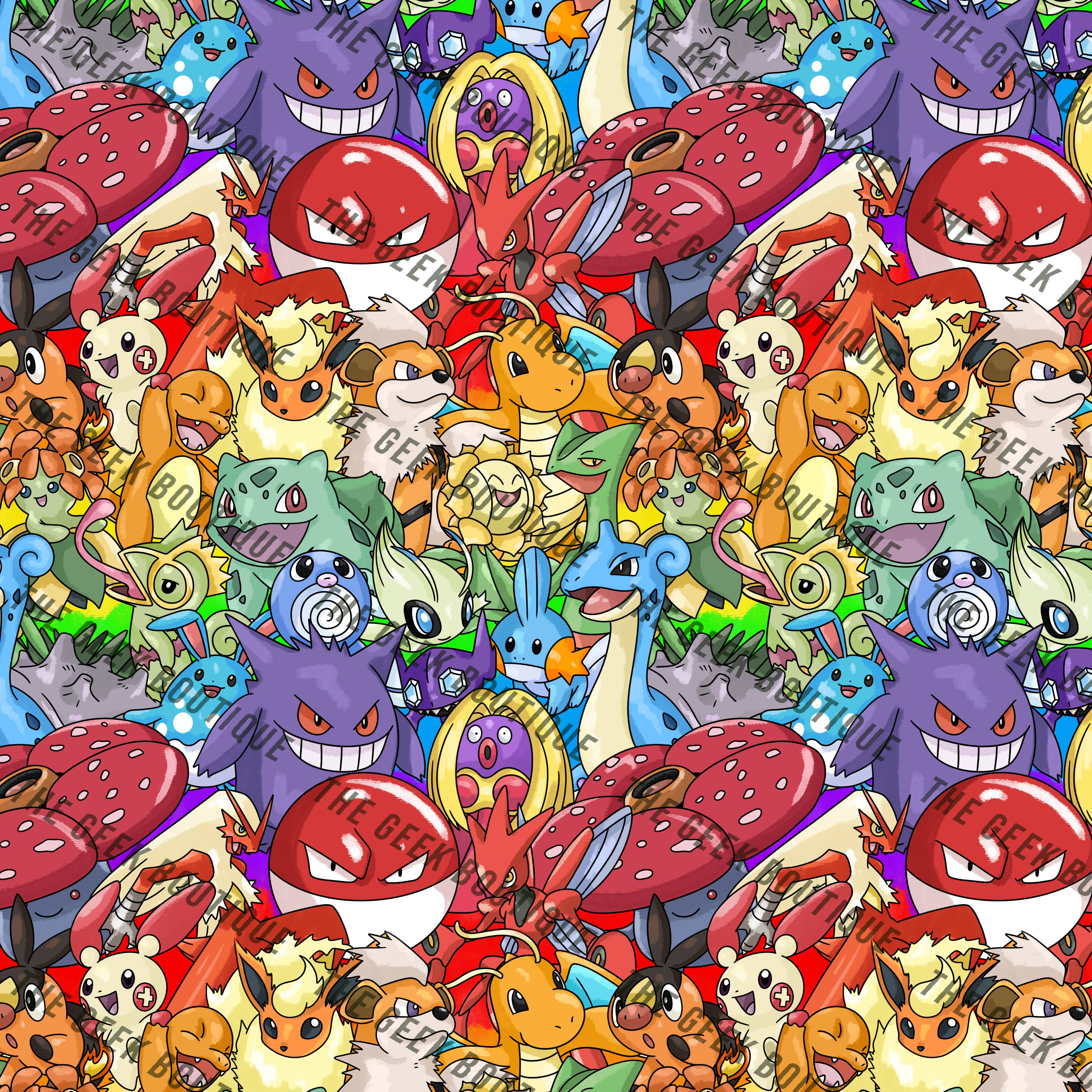 The Geek Boutique - Wholesale Tote Bag - Women's - Rainbow Poke Anime Video Game Cartoon Large Zipper Tote Bag1