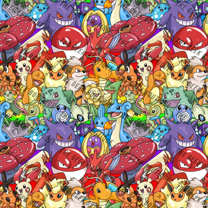 The Geek Boutique - Wholesale Tote Bag - Women's - Rainbow Poke Anime Video Game Cartoon Large Zipper Tote Bag1