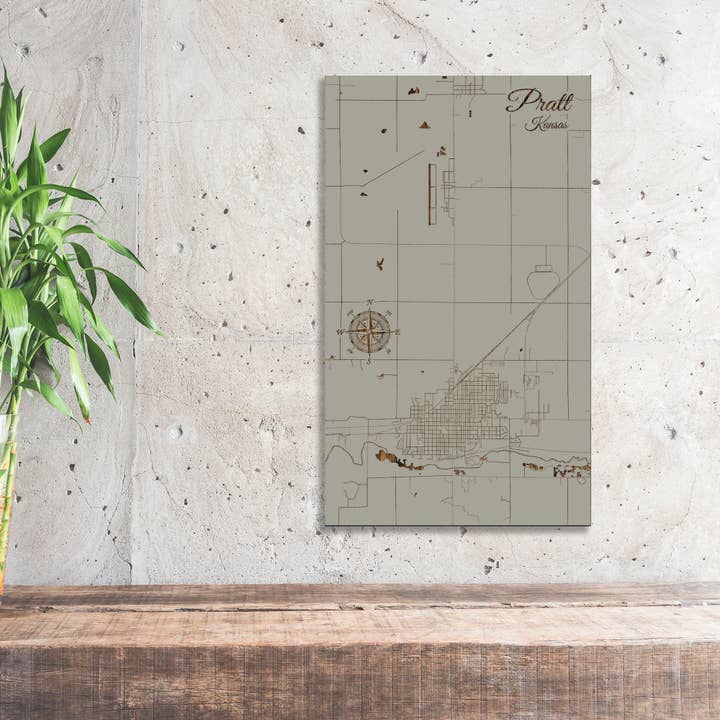 Kansas: Pratt Street Map for wholesale by Fire & Pine