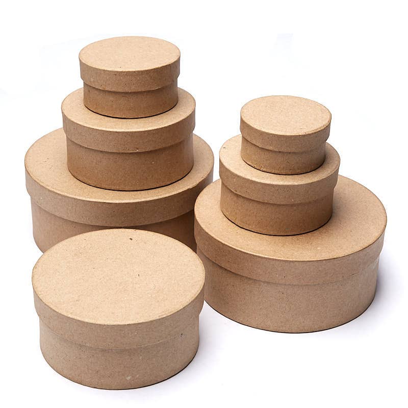Factory Direct Craft - Wholesale Gift Box - Premade 7-Piece Nested Round Paper Mache Box Set1
