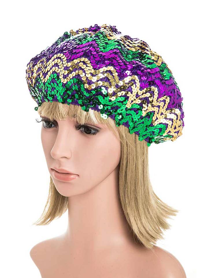 Mardi Gras Sequin Statement Stretchy Baret for wholesale by Artini Accessories