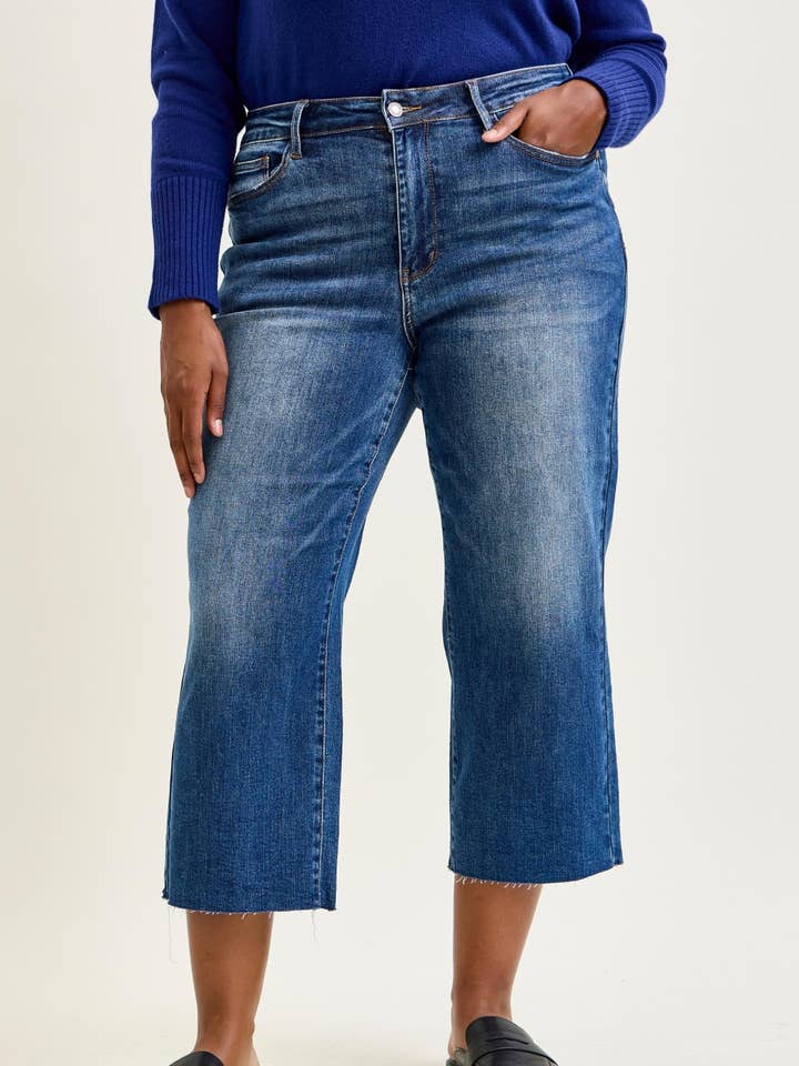 HW Back Pocket Embroidery Crop Wide - PLUS for wholesale by Judy Blue Jeans