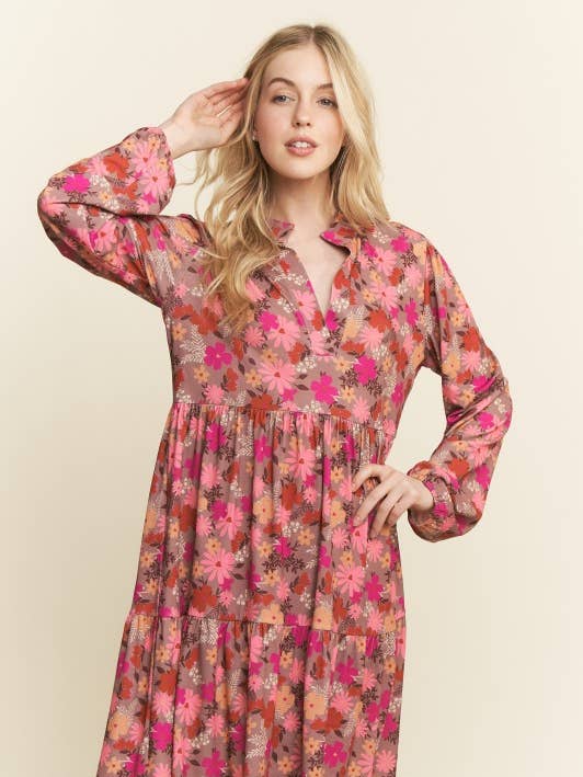 MOKA MULTI ABITO MINI A BALZE FLOREALE CON COLLETTO ALLA COREANA ED6794-12 in vendita all'ingrosso su Faire0