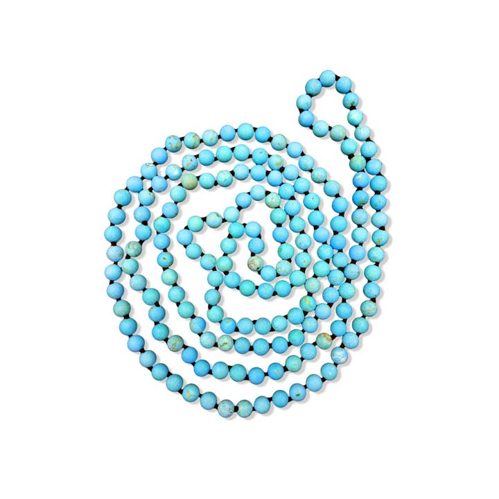 60" 8MM Matte Magnesite Turquoise Infinity Necklace for wholesale by IST Jewelry