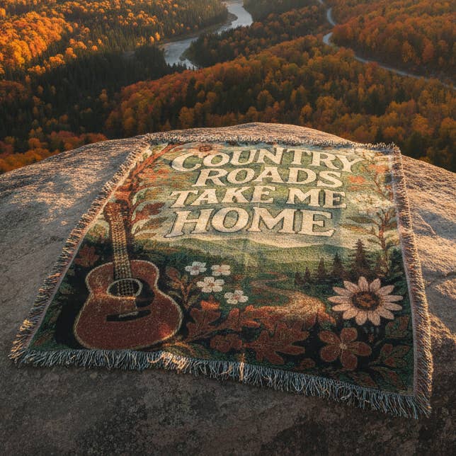 Country Roads Woven Blanket for wholesale by Mountain Maryland Trading Post