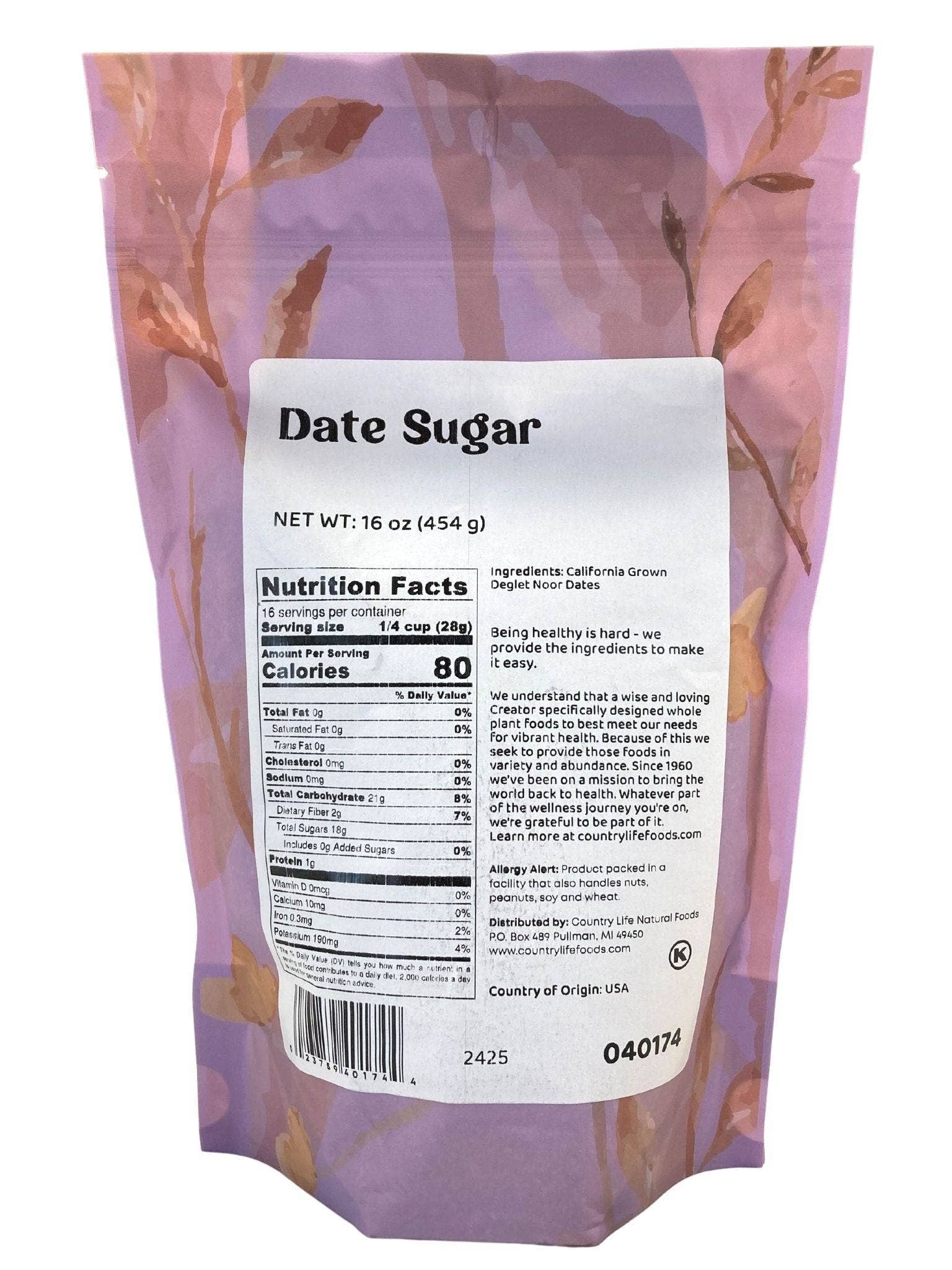 Country Life Natural Foods - Wholesale Sugar/Sweetener - Date Sugar, Granulated1