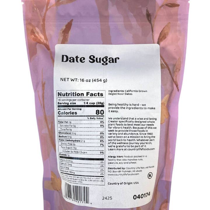 Country Life Natural Foods - Wholesale Sugar/Sweetener - Date Sugar, Granulated1