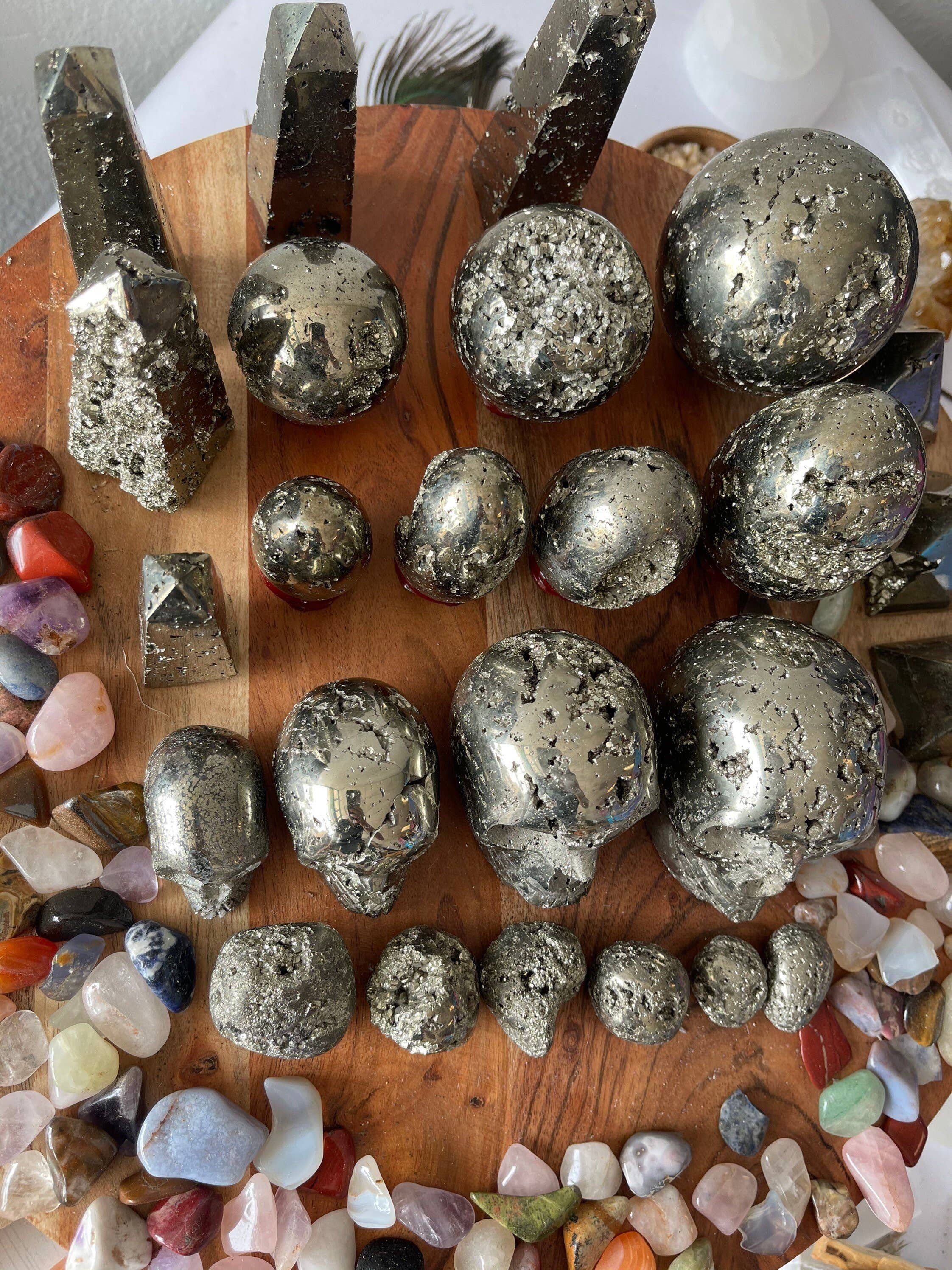 CaNatureLover - Wholesale Spiritual Stone/Crystal - Pyrite Stone from Peru: Skull, Egg, Sphere, Obelisk, Pyramid1