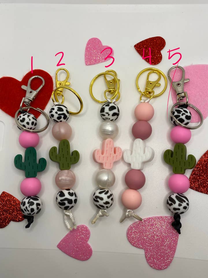 Cactus Keychain- Pink Tones- Lightweight Keychain for wholesale by Crafting With Araceli