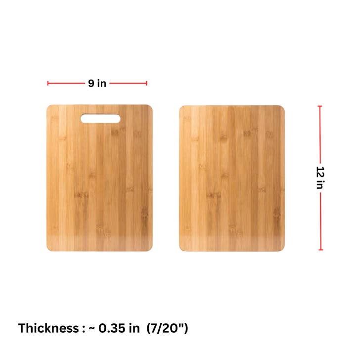 INVISION - Wholesale Cutting Board - 12pc Bulk 12X9" Rectangular Bamboo Serving Cutting Board Set