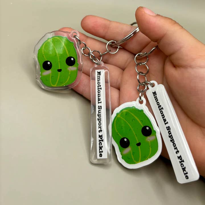 Emotional Support Pickle Keychain for wholesale by Clarity Goods