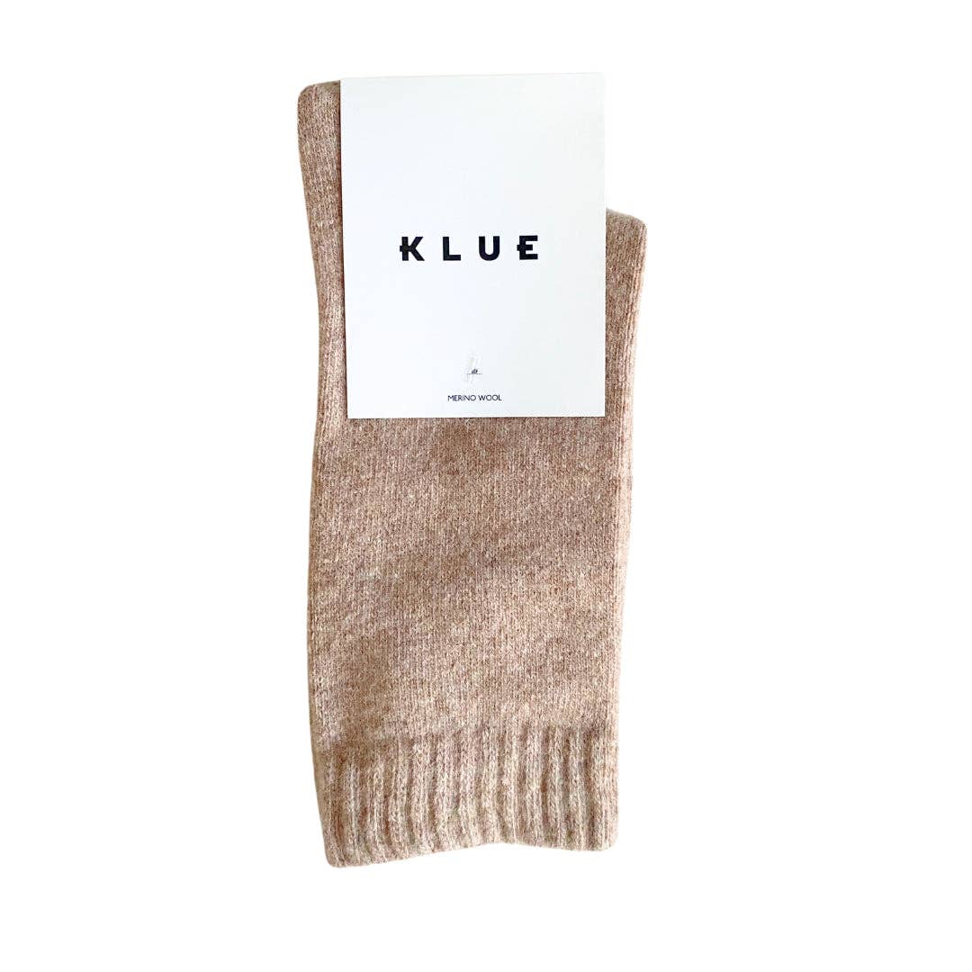 KLUE - Wholesale Sokken - Dames - KLUE merinowollen sokken effen | Beige0