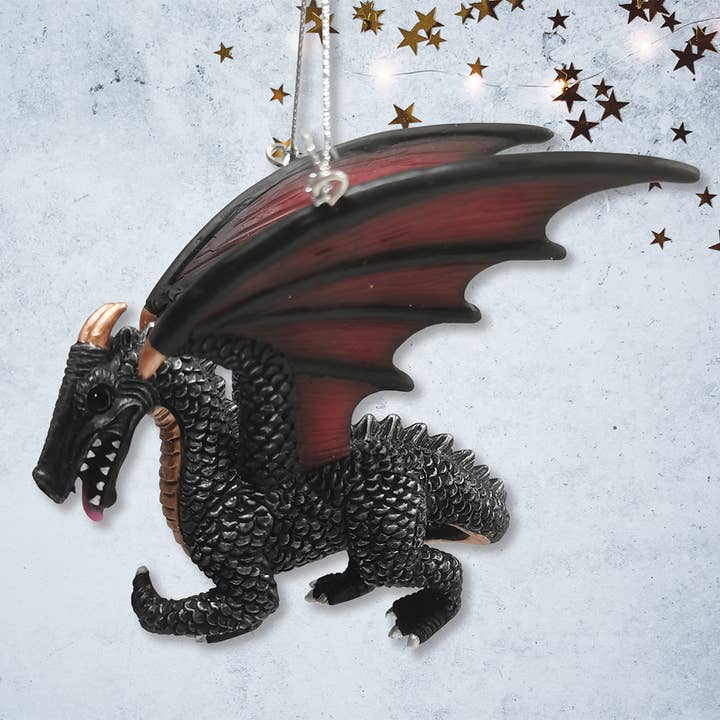 OrnamentallyYou - Wholesale Ornament - Fierce Mystical Black Dragon Ornament, Mythical Creature