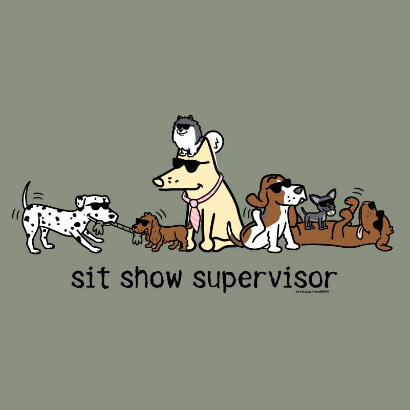 Teddy the Dog - Vente T-shirt sérigraphié – enfant - T-shirt classique 'Sit Show Supervisor' couleur seaglass1