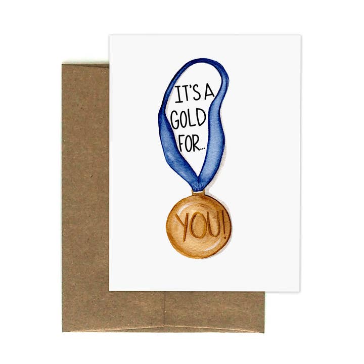 Gold Medal Greeting Card for wholesale by Hello Neighbor Art