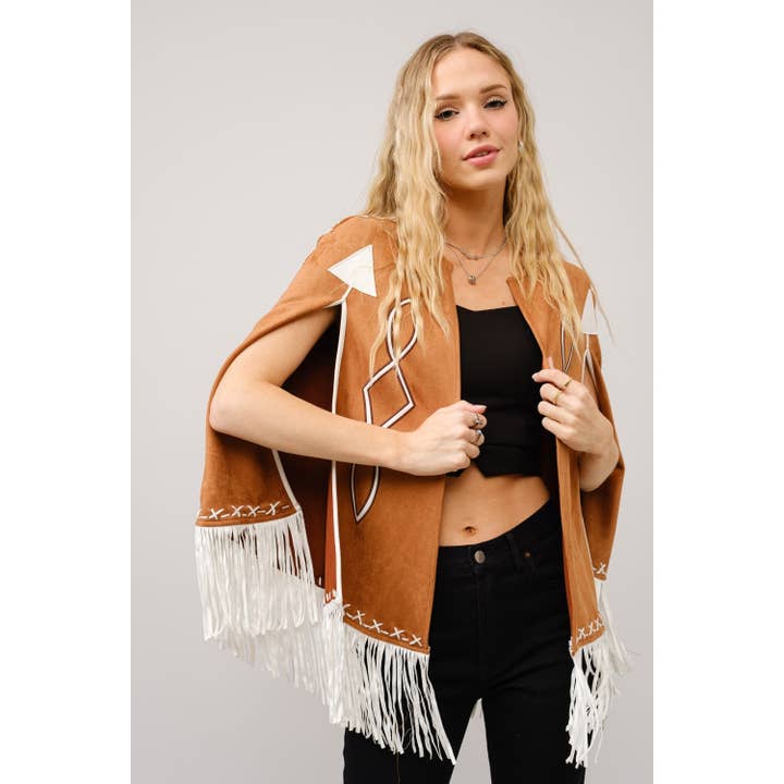 Blue Bunny Inc - Wholesale Cape - Women's - Add Western Flair with Fringe Detail Open Cape Jacket12