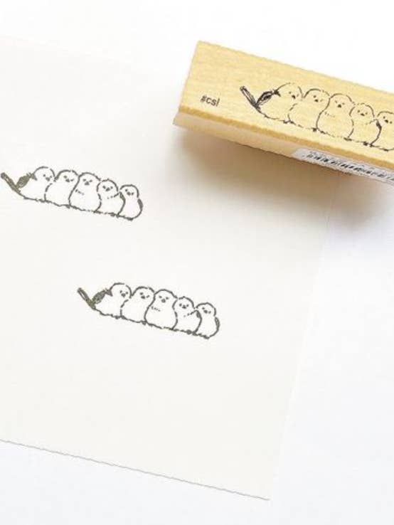 Timbro in Gomma Uccello Shima Enaga | Timbro Cincia dalla Coda Lunga e Soffice per la vendita all'ingrosso da parte di 「FUNJI」In Japan