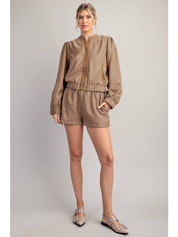 Glam - Wholesale Bomber Jacket - Women's - Neck Band Puff Sleeve Jacquard Bomber Jacket3