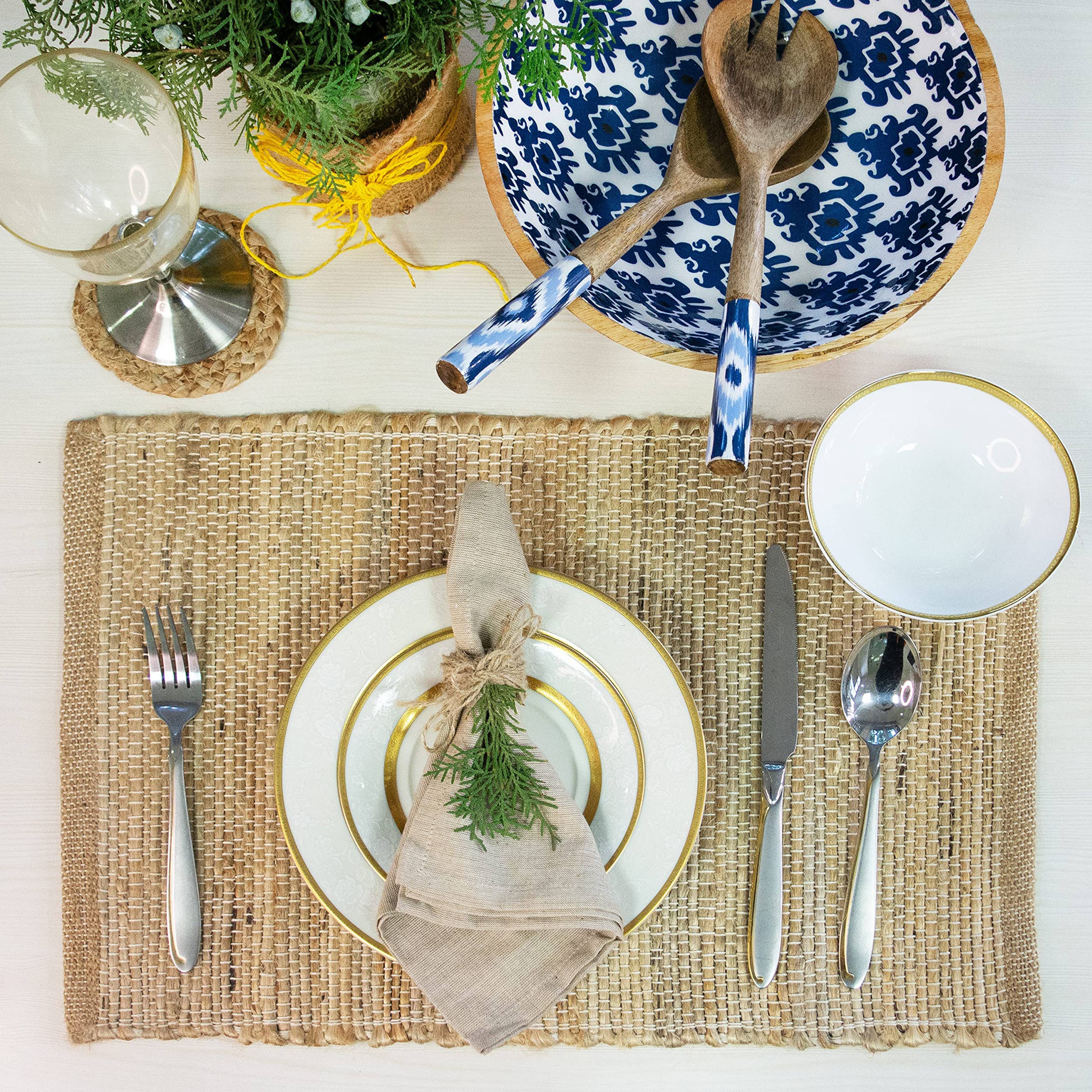 NATURLIG JUTE Sæt med 4 bordskånere af jute og hamp, 33x48 cm for engroshandel på Faire0